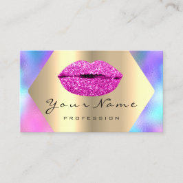 Makeup Artist Kiss LIPS Pink Gold Holographic Visitenkarte