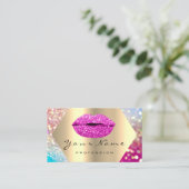 Makeup Artist Kiss LIPS Pink LUX Holographic Visitenkarte (Stehend Vorderseite)