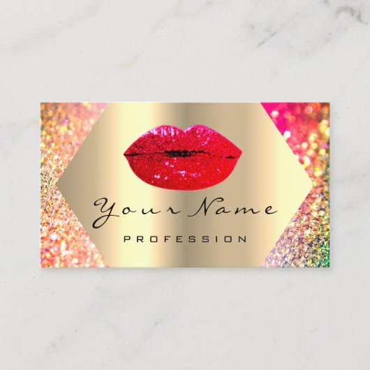 Makeup Artist Kiss LIPS red LUX Holograph GOLD Visitenkarte (Vorderseite)