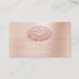 Makeup Artist Kiss Lips Rose Gold Glitzer Rosa Visitenkarte