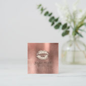 Makeup Artist Kiss Lips Rose Quadratische Visitenkarte (Stehend Vorderseite)