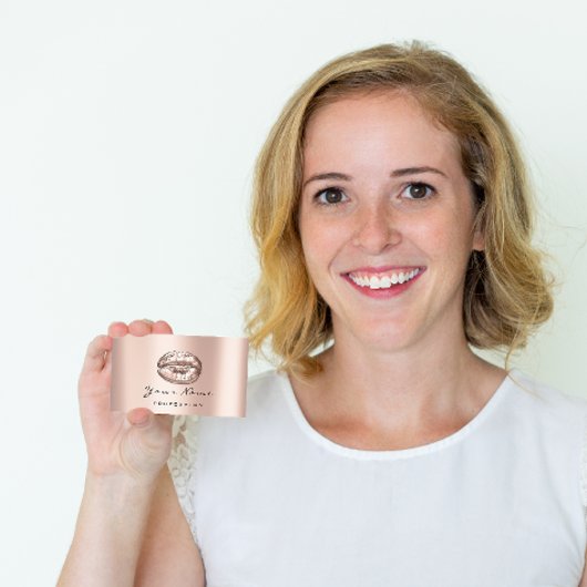 Makeup Artist Kiss Lips Rose Rosa Schönheit Operat Visitenkarte