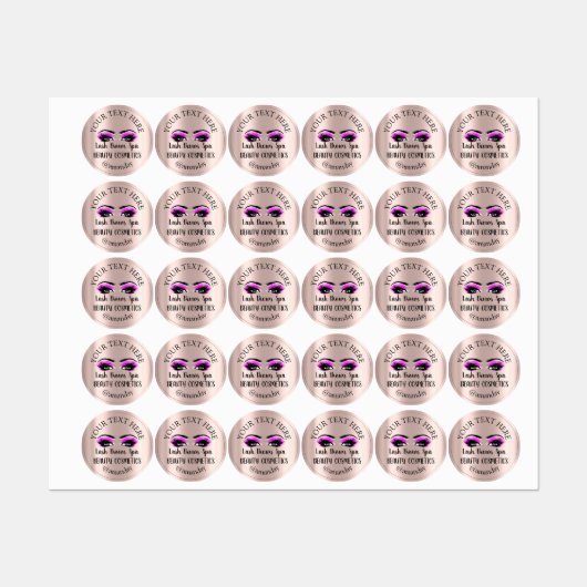 Makeup Artist Lash Brows Pink Eyes Rose Etiketten (Blatt)