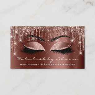 Makeup Artist Lash Confetti Rose Brown Tropfen Visitenkarte