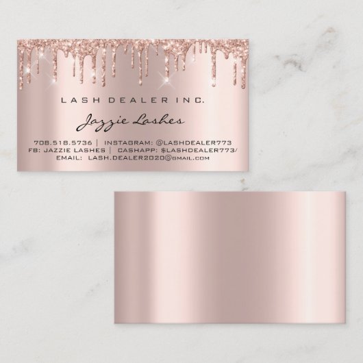 Makeup Artist Lash Dealer Rose Blush Tropfen Visitenkarte (Vorne/Hinten)