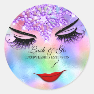 Makeup Artist Lash Extension Diamond Holograph Runder Aufkleber