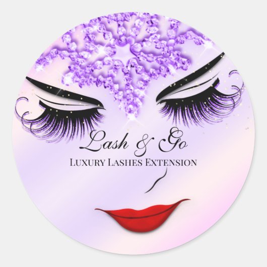 Makeup Artist Lash Extension Diamond Lila Runder Aufkleber (Vorderseite)