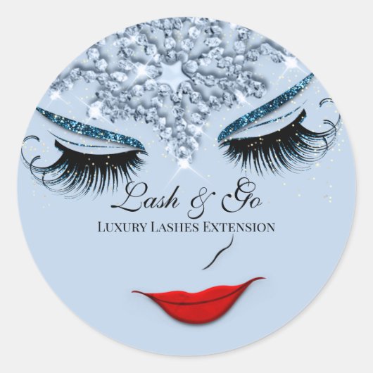Makeup Artist Lash Extension Lip Princess Blue Runder Aufkleber (Vorderseite)