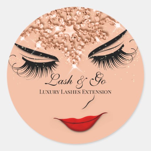 Makeup Artist Lash Extension Lip Princess Rose Runder Aufkleber (Vorderseite)