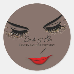 Makeup Artist Lash Extension Lippen Schwarzweiß Runder Aufkleber