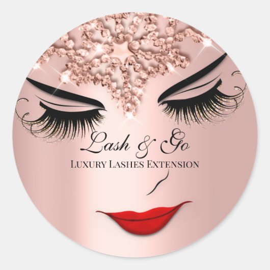 Makeup Artist Lash Extension Lips Rosen Royal Runder Aufkleber (Vorderseite)