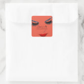 Makeup Artist Lash Extension Makeup Red Lips Quadratischer Aufkleber (Tasche)