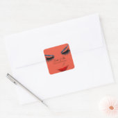 Makeup Artist Lash Extension Makeup Red Lips Quadratischer Aufkleber (Umschlag)