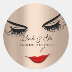 Makeup Artist Lash Extension Red Lips Girl Runder Aufkleber