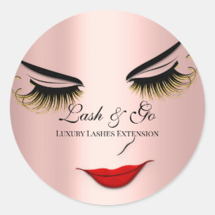 Makeup Artist Lash Extension Red Lips Rose Runder Aufkleber