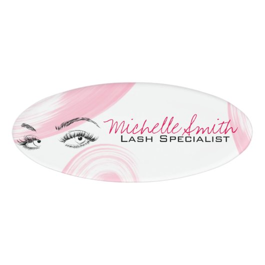 Makeup Artist Lash Extensions Lashes Pink Namenschild (Vorderseite)