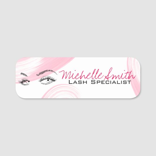 Makeup Artist Lash Extensions Lashes Pink Namensschild (Vorderseite)