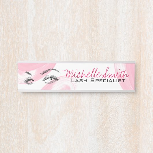 Makeup Artist Lash Extensions Lashes Pink Türschild (Vorderseite )