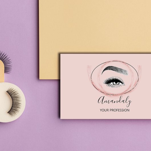 Makeup Artist Lash Friseur Logo QR CODE FrameRose Visitenkarte