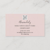 Makeup Artist Lash Friseur Logo QR CODE FrameRose Visitenkarte (Rückseite)