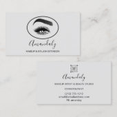 Makeup Artist Lash Friseur Logo QR CODE Grau Schwa Visitenkarte (Vorne/Hinten)