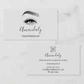 Makeup Artist Lash Friseur Logo QR CODE Grau Visitenkarte (Vorne/Hinten)