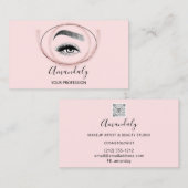 Makeup Artist Lash Friseur Logo QR CODE Rosa Rose Visitenkarte (Vorne/Hinten)