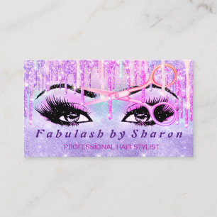 Makeup Artist Lash Holograph Unicorn Pink Schere Visitenkarte