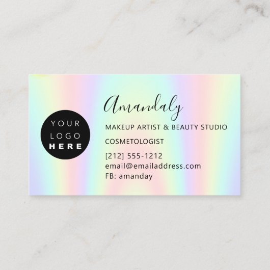Makeup Artist Lash Nail Custom Logo Holograph Visitenkarte (Rückseite)