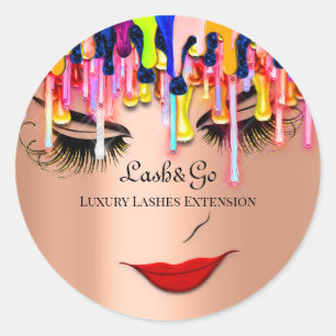 Makeup Artist Lash Product Tropfens Red Lip Rose Runder Aufkleber
