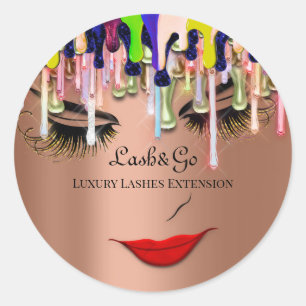 Makeup Artist Lash Product Tropfens Red Lips Rose Runder Aufkleber