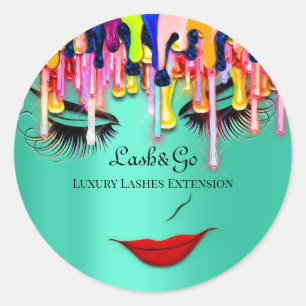 Makeup Artist Lash Produkt Rote Lippen Tropfen Uni Runder Aufkleber