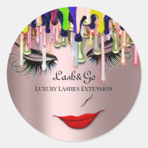 Makeup Artist Lash Produkt Tropfen Red Lips Rose Runder Aufkleber