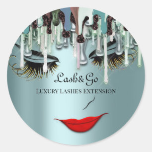 Makeup Artist Lash Produkt Tropfen Rote Lippen Aqu Runder Aufkleber