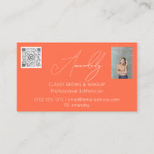 Makeup Artist Lash QR LOGO Microblade Blue Orange Visitenkarte (Rückseite)