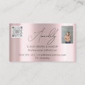 Makeup Artist Lash QR LOGO Microblade Blush Rose Visitenkarte (Rückseite)