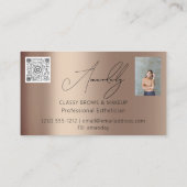 Makeup Artist Lash QR LOGO Microblade Gold Rose Visitenkarte (Rückseite)