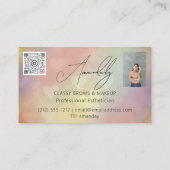 Makeup Artist Lash QR LOGO Microblade Gold Rose Visitenkarte (Rückseite)