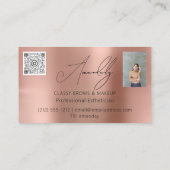 Makeup Artist Lash QR LOGO Microblade Rose Glitzer Visitenkarte (Rückseite)