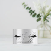 Makeup Artist Lash QR LOGO Microblade Silver Grau Visitenkarte (Stehend Vorderseite)