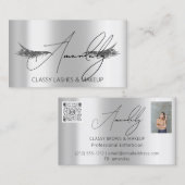 Makeup Artist Lash QR LOGO Microblade Silver Spark Visitenkarte (Vorne/Hinten)