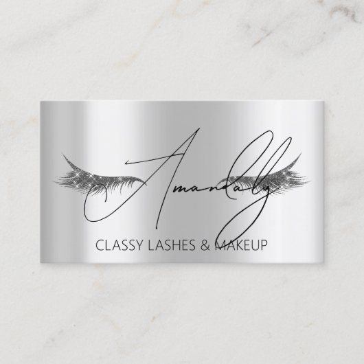 Makeup Artist Lash QR LOGO Microblade Silver Spark Visitenkarte (Vorderseite)
