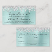 Makeup Artist Lash Silver Tropfens Eventplaner Bla Terminkarte (Vorne/Hinten)