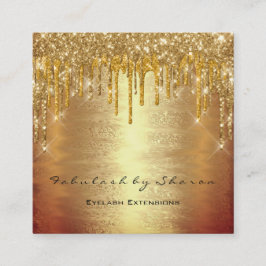 Makeup Artist Lash Tropfen MUA Lux Warm Gold Quadratische Visitenkarte