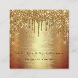 Makeup Artist Lash Tropfen MUA Warm Gold Spark Quadratische Visitenkarte
