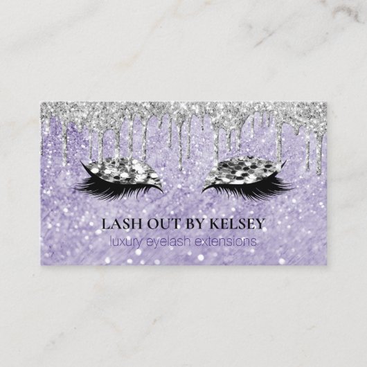 Makeup Artist Lashes Amethyst Marbella Glitzer Tro Visitenkarte (Vorderseite)