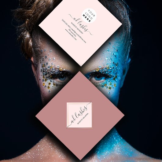 Makeup Artist Lashes Beauty Beautique Logo Rose Quadratische Visitenkarte