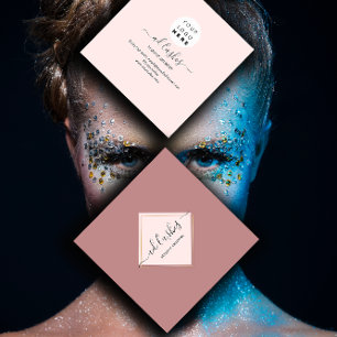 Makeup Artist Lashes Beauty Beautique Logo Rose Quadratische Visitenkarte