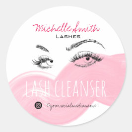 Makeup Artist Lashes Brow Black Pink Lash Cleanser Runder Aufkleber