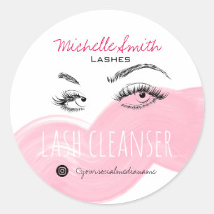 Makeup Artist Lashes Brow Black Pink Lash Cleanser Runder Aufkleber
